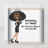 おもしろいお気に入りのディバ女性任意の数誕生日パーティー 招待状 (正面)