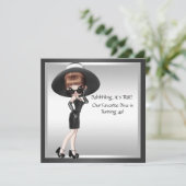 おもしろいお気に入りのディヴァ女性ブラック誕生日 招待状 (スタンド正面)