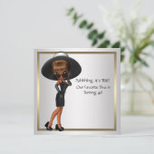 おもしろいお気に入りのディヴァ女性ブラック40th誕生日パーティー 招待状 (スタンド正面)