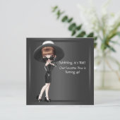 おもしろいお気に入りのディヴァ女性ブラック40th誕生日パーティー 招待状 (スタンド正面)