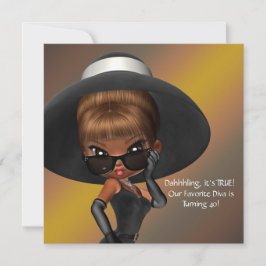 おもしろいお気に入りのディヴァ女性ブラック40th誕生日パーティー 招待状