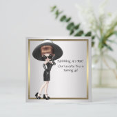 おもしろいお気に入りのディヴァ女性ブラック40th誕生日パーティー 招待状 (スタンド正面)