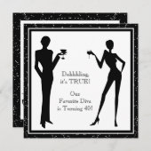 おもしろいお気に入りのディヴァ女性ブラック40th誕生日パーティー 招待状 (正面/裏面)