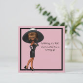 おもしろいお気に入りのディヴァ女性ブラック40th誕生日パーティー 招待状 (スタンド正面)