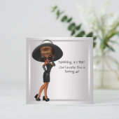 おもしろいお気に入りのディヴァ女性ブラック40th誕生日パーティー 招待状 (スタンド正面)