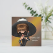 おもしろいお気に入りのディヴァ女性ブラック40th誕生日パーティー 招待状 (スタンド正面)