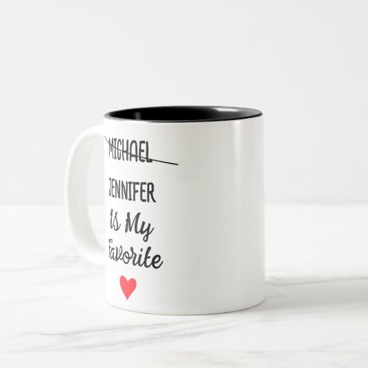 おもしろいお気に入りの名パーソナライズされた2名 ツートーンマグカップ (正面左)