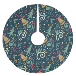 おもしろいお洒落ウィンタークリスマスホリデーグラフィックス ブラッシュドポリエステルツリースカート