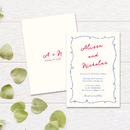 おもしろいお洒落ウ縁どェイ・モノグラム結婚ズ 招待状