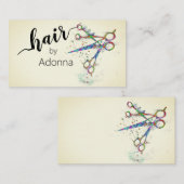 おもしろいお洒落カラフルはさみアイボリー 名刺 (正面/裏面)