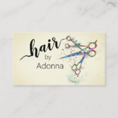 おもしろいお洒落カラフルはさみアイボリー 名刺 (正面)