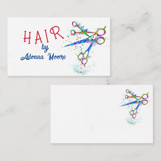 おもしろいお洒落カラフルハサミ 名刺 (正面/裏面)