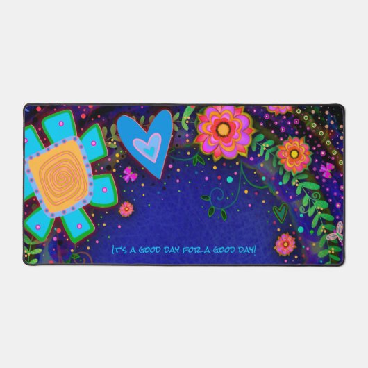 おもしろいお洒落カラフルフローラハートパーソナライズされた デスクマット (正面)