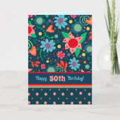 おもしろいお洒落ガーリーカラフルカスタムフローラ カード (正面)