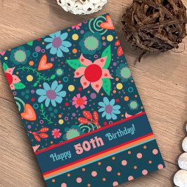 おもしろいお洒落ガーリーカラフルカスタムフローラ カード