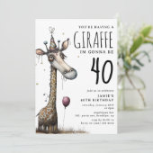 おもしろいお洒落キリン大人誕生日 招待状 (スタンド正面)