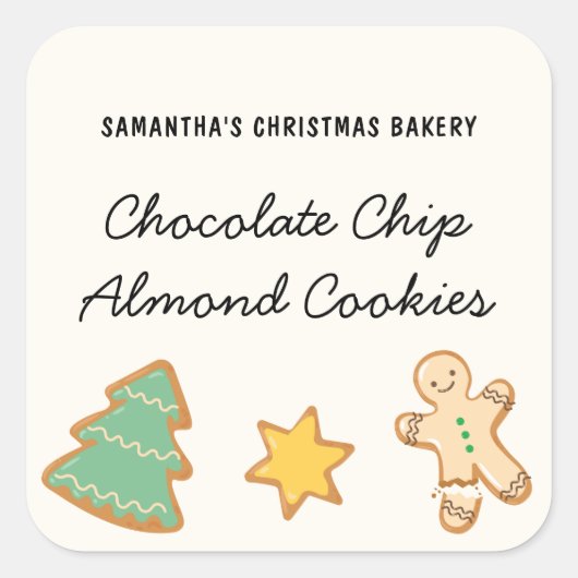 おもしろいお洒落クリスマスクッキージンジャーブレッド スクエアシール (正面)