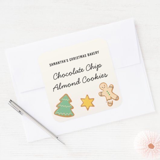 おもしろいお洒落クリスマスクッキージンジャーブレッド スクエアシール (封筒)