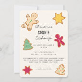 おもしろいお洒落クリスマスCookie交換パーティー 招待状 (正面)