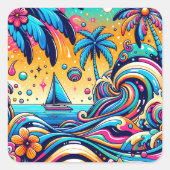 おもしろいお洒落サイケデリック帆船 スクエアシール (正面)