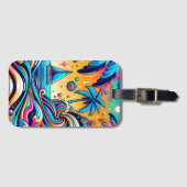 おもしろいお洒落サイケデリック帆船 ラゲッジタグ (正面横)