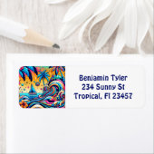 おもしろいお洒落サイケデリック帆船 ラベル (インサイチュ)