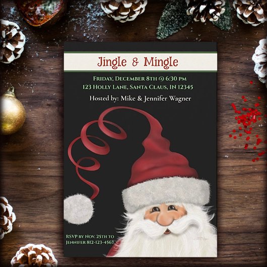 おもしろいお洒落サンカスタムタレッドグリーンクリスマス 招待状