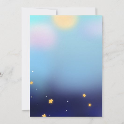 おもしろいお洒落サンシャイン星と月の赤ちゃんシャワー 招待状 (裏面)