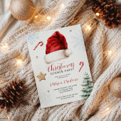 おもしろいお洒落サンタハットクリスマスディナーパーティー 招待状