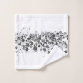 おもしろいお洒落シルバー黒丸オンホワイトタオル バスタオルセット (ウォッシュタオル)