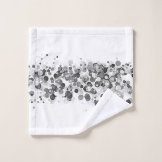 おもしろいお洒落シルバー黒丸オンホワイトタオル バスタオルセット (ウォッシュタオル)