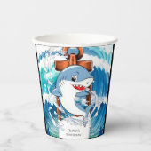 おもしろいお洒落シンプルシャーク誕生日 紙コップ (正面)