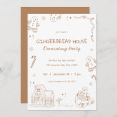 おもしろいお洒落ジンガー飾ブレッドハウスパーティー 招待状 (正面/裏面)