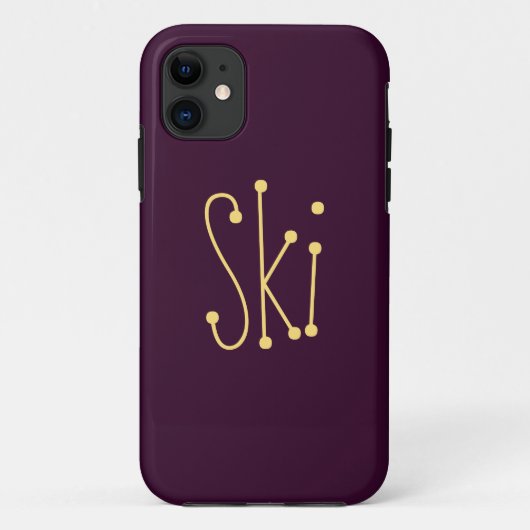 おもしろいお洒落スキー文字おもしろい深い紫の背景 Case-Mate iPhoneケース (裏面)