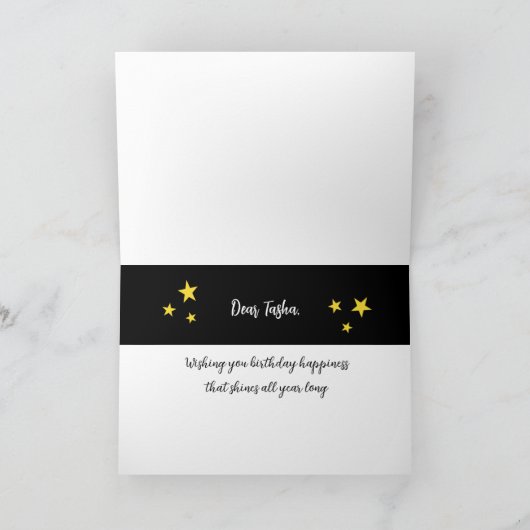 おもしろいお洒落スター名前ハッピーバースデーカードの追加 カード (内部)