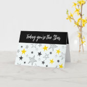 おもしろいお洒落スター名前ハッピーバースデーカードの追加 カード (黄色い花)