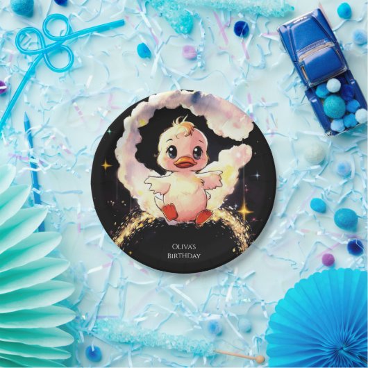 おもしろいお洒落ダック誕生日 ペーパープレート (パーティー)