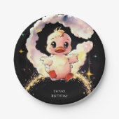 おもしろいお洒落ダック誕生日 ペーパープレート (正面)