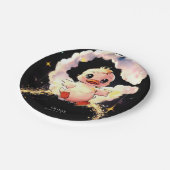 おもしろいお洒落ダック誕生日 ペーパープレート (アングル)