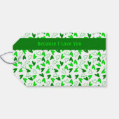 おもしろいお洒落ダークグリーンライムグリーンハートパターン ギフトタグ (裏面横)