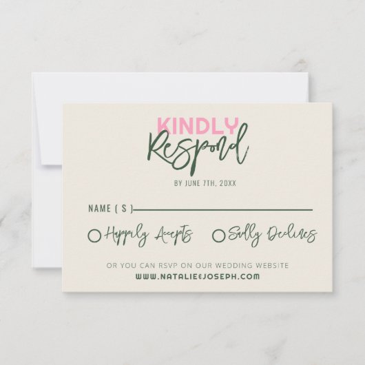 おもしろいお洒落ファンキーユニーク結婚の 出欠カード (正面)