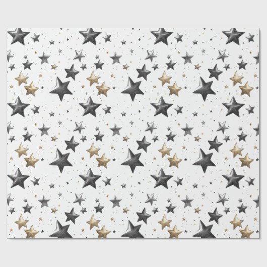 おもしろいお洒落フェスティバルホリデークリスマス金ゴールドスターズ ラッピングペーパー (フラット)
