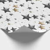 おもしろいお洒落フェスティバルホリデークリスマス金ゴールドスターズ ラッピングペーパー (角)