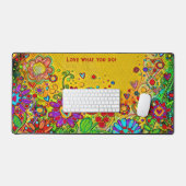 おもしろいお洒落フローラ黄パーソナライズされた引用文 デスクマット (キーボード&マウス)