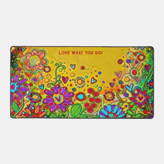 おもしろいお洒落フローラ黄パーソナライズされた引用文 デスクマット (正面)