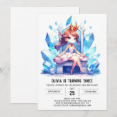 おもしろいお洒落プリンセス誕生日 招待状 (正面/裏面)