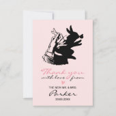 おもしろいお洒落レトロパステルピンクバニーイラストレティオ サンキューカード (正面)