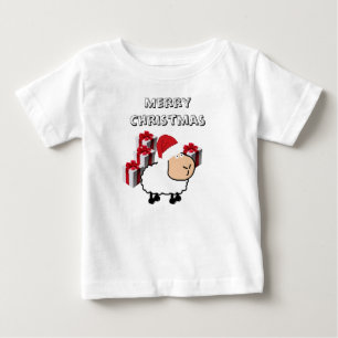 おもしろいお洒落可愛い羊 ベビーTシャツ
