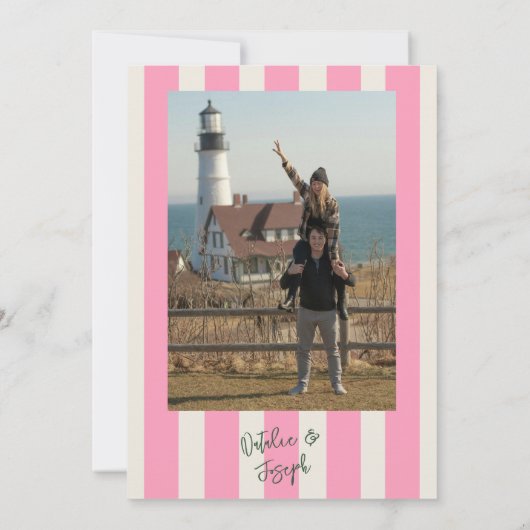 おもしろいお洒落手書き夏結婚写真 セーブザデート (裏面)