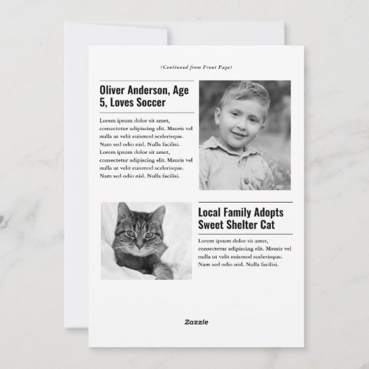 おもしろいお洒落新聞数々の – フォトホリデーカード シーズンカード (裏面)